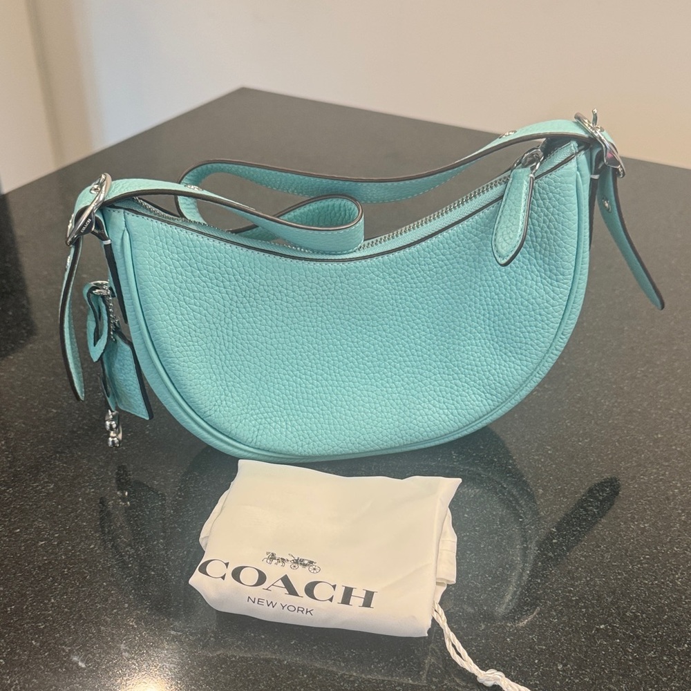 Coach Luna Leather Shoulder Bag in Faded Blue